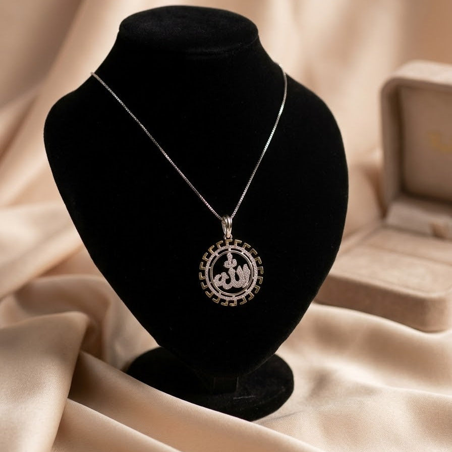 Allah Pendant Necklace CZ Sterling Silver