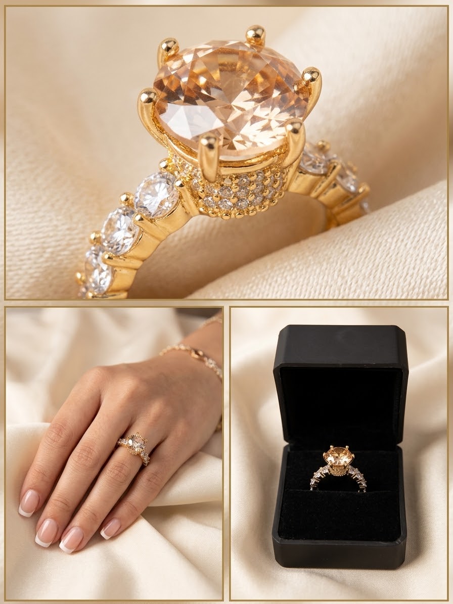 Aurora Champagne Crown Ring