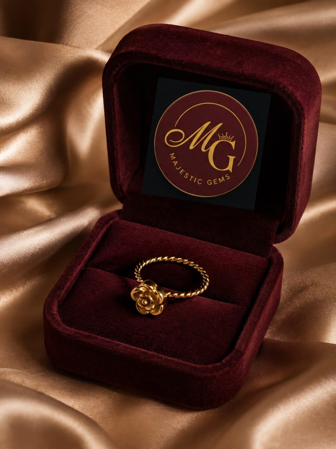 Clover Knot 4-Petal Flower Stainless Steel Gold-Plated Ring