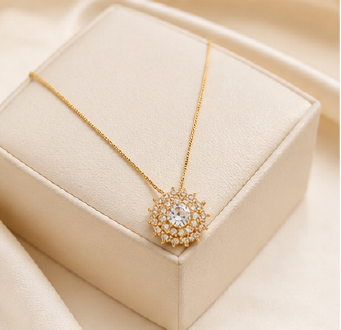 Rose Gold CZ Sunburst Sterling Silver with Gold Plating