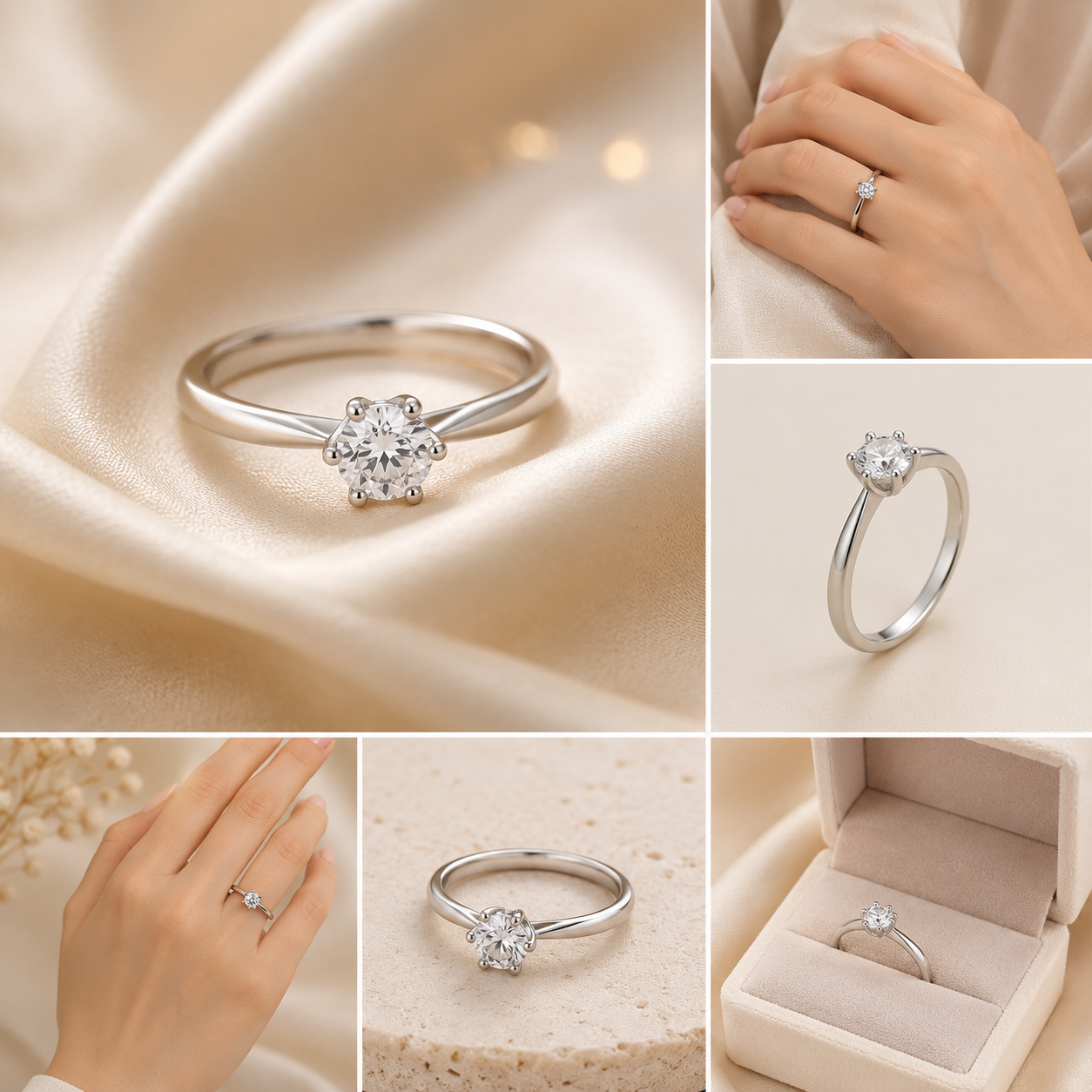 Silver CZ 6-Prong Solitaire Ring