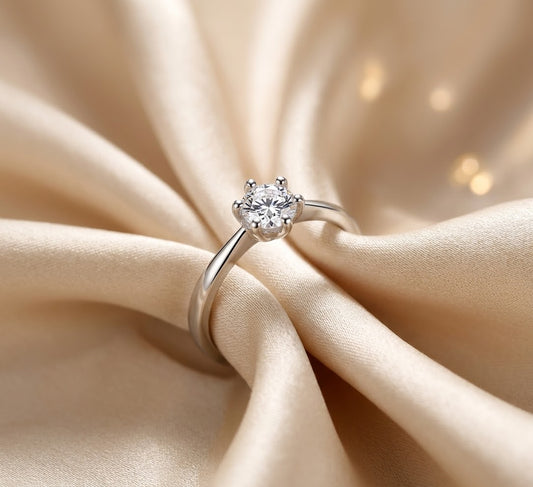 Silver CZ 6-Prong Solitaire Ring